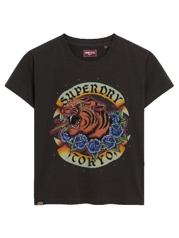 t-shirt με κοντά μανίκια superdry t-shirt tattoo rhinestone