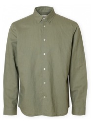 πουκάμισο με μακριά μανίκια selected noos regclay shirt - vetiver |