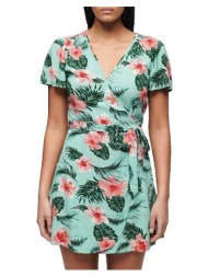 κοντά φορέματα superdry robe portefeuille imprimée manches courtes multicolore |