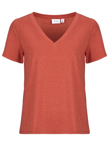 t-shirt με κοντά μανίκια vila viluxi glitter v-neck