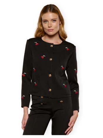 ζακέτα minueto cherry jacket - black |