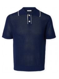 πόλο με κοντά μανίκια selected jesse knit - ocean cavern/birch |