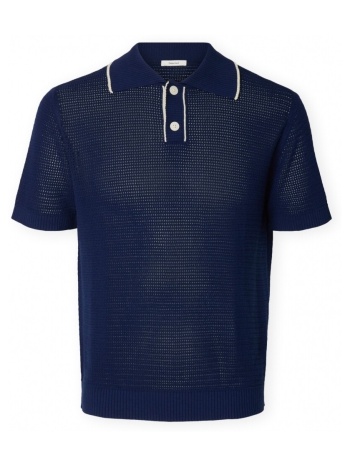 πόλο με κοντά μανίκια selected jesse knit - ocean