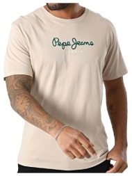t-shirt με κοντά μανίκια pepe jeans t-shirt pepe jeans eggo n beige |