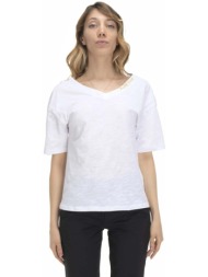 t-shirt με κοντά μανίκια leone 1947 woman v neck earth tones |