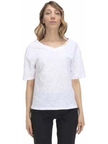 t-shirt με κοντά μανίκια leone 1947 woman v neck earth σε προσφορά