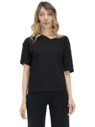 t-shirt με κοντά μανίκια leone 1947 woman v neck earth tones |