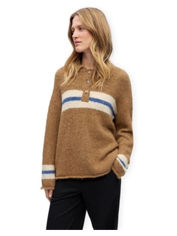 πουλόβερ object galia knit - tannin |