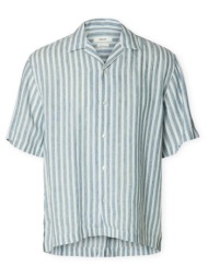 πουκάμισο με μακριά μανίκια selected rlxkylian linen shirt - blue mirage/blue white |