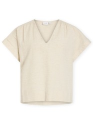 μπλούζα vila top prisilla v-neck - super light natural melange |