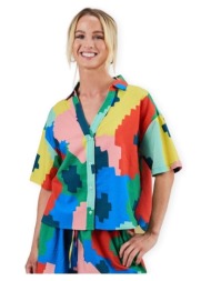 πουκάμισα brava fabrics maxi flowers oversized shirt |
