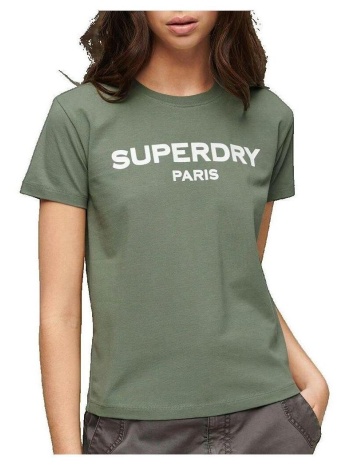 t-shirt με κοντά μανίκια superdry t-shirt sport luxe kaki |