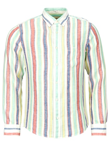 πουκάμισο με μακριά μανίκια gant reg multistripe linen shirt σε προσφορά