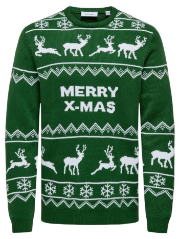 πουλόβερ only & sons onsxmas reg 5 allover crew knit