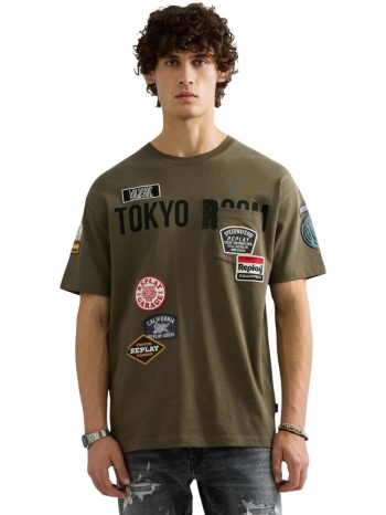t-shirt με κοντά μανίκια replay relaxed + taschino + σε προσφορά