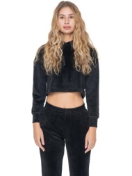 t-shirt με κουκούλα leone 1947 woman hoody velvet glam winter |