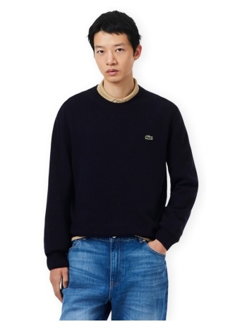 πουλόβερ lacoste wool crew neck knit - blue marine |
