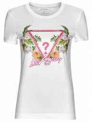 t-shirt με κοντά μανίκια guess ss cn triangle flowers tee