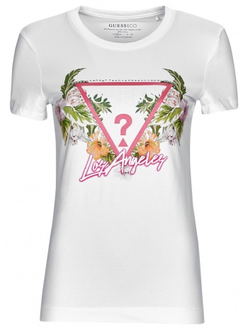 t-shirt με κοντά μανίκια guess ss cn triangle flowers tee