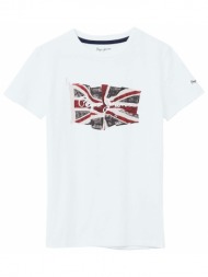 t-shirt με κοντά μανίκια pepe jeans flag logo ss