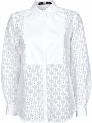πουκάμισα karl lagerfeld kl monogram lace bib shirt