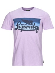 t-shirt με κοντά μανίκια superdry cali striped logo t shirt