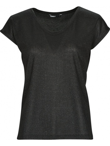 μπλούζα only onlsilvery s/s v neck lurex top jrs