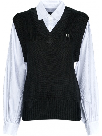 πουλόβερ karl lagerfeld knit vest w/ poplin shirt σε προσφορά