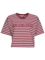 t-shirt με κοντά μανίκια michael michael kors yd striped crop logo tee