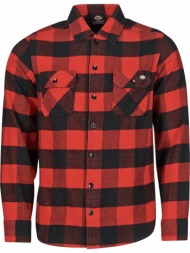 πουκάμισο με μακριά μανίκια dickies new sacramento shirt red σύνθεση: βαμβάκι