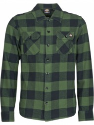 πουκάμισο με μακριά μανίκια dickies new sacramento shirt pine green σύνθεση: βαμβάκι