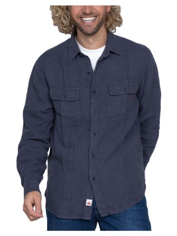 πουκάμισο με μακριά μανίκια replay linen shirt men