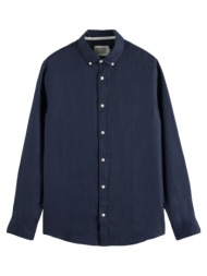 πουκάμισο με μακριά μανίκια scotch & soda core linen buttoned down longsleeve shirt men scotch soda