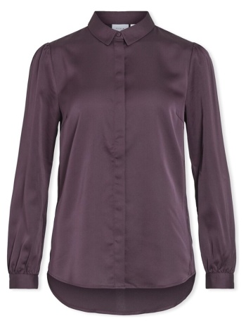 μπλούζα vila noos ellette satin shirt l/s - perfect plum