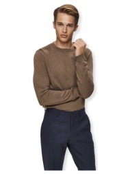 πουλόβερ selected noos berg crew knit - teak