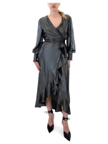 φορέματα kramma longsleeve ruffles wrap long dress women