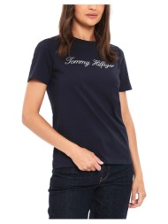 t-shirt με κοντά μανίκια tommy hilfiger logo c neck regular fit t-shirt women