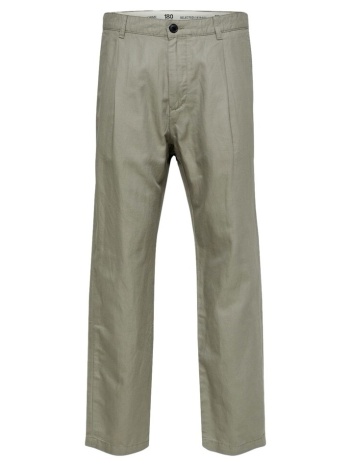 παντελόνια selected relaxed jones linen - vetiver σε προσφορά