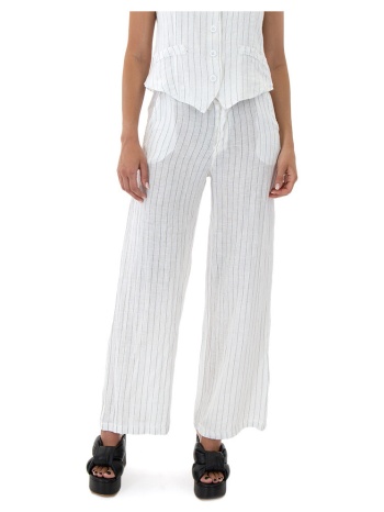 παντελόνια baker`s dozen linen striped high waist straight
