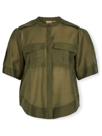 μπλούζα vila alinine shirt 2/4 - ivy green