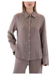 πουκάμισα black n black linen longsleeve comfort fit shirt women black black
