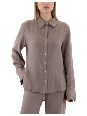 πουκάμισα black n black linen longsleeve comfort fit shirt