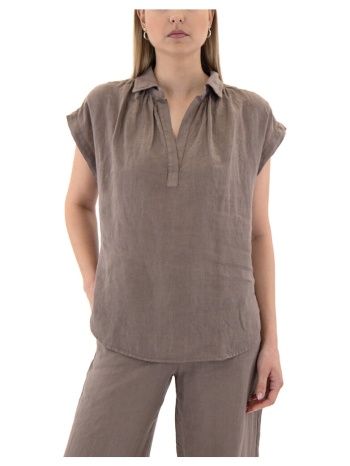 μπλουζάκια με μακριά μανίκια black n black linen v neck