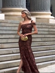 μαξι φλοραλ καφε φορεμα ...