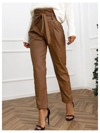 παντελονι καμελ δερματινη -marsela