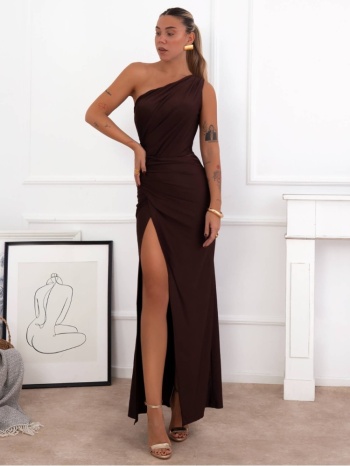 σοκολα μακρυ σατεν φορεμα- ball