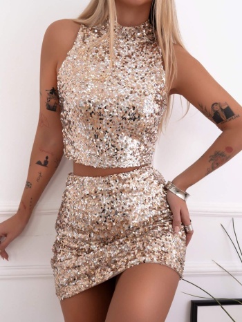 σετ παγιετες φουστα με τοπ - goldqueen