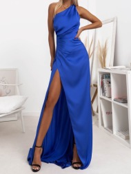 μακρυ σατεν φορεμα μπλε ...