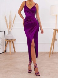 magenta σατεν φορεμα  ...