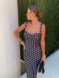 μαυρο με λευκο πουα φορεμα - inten